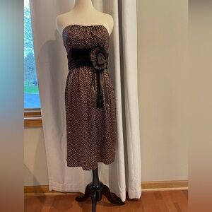 Tracy Reese brown & white polka dot silk dress sz 4